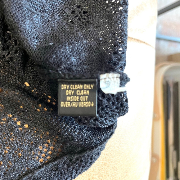 Vintage Dana Buchman Black Beaded Open Knit Top Sheer Sparkle Evening Wear L/XL - Picture 12 of 13